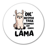 Aufkleber Besten Tage beginnen mit einem Lama 10cm