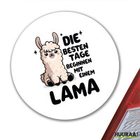 Aufkleber Besten Tage beginnen mit einem Lama 10cm