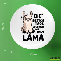 Button Besten Tage beginnen mit einem Lama