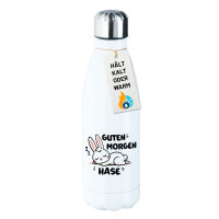 Trinkflasche Guten Morgen Hase 500ml Edelstahl Wasserflasche