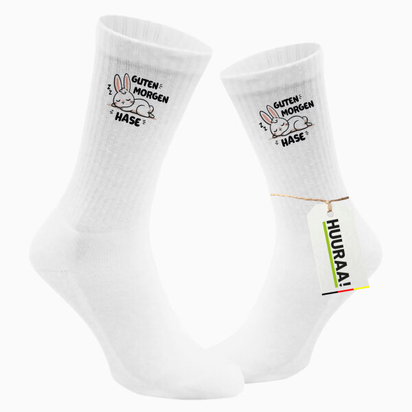 Unisex Socken Guten Morgen Hase Größe 37/46 White Motiv Tennissocken