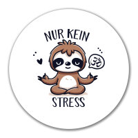 Aufkleber Nur keinen Stress Yoga Faultier 10cm rund