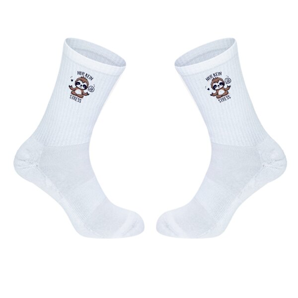 Unisex Socken Nur keinen Stress Yoga Faultier Baumwolle