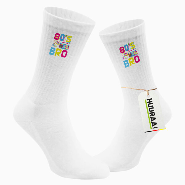 Unisex Socken 80s Bro Retro Größe 37/46 White Motiv Tennissocken