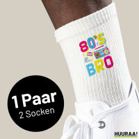 Unisex Socken 80s Bro Retro Größe 37/46 White...