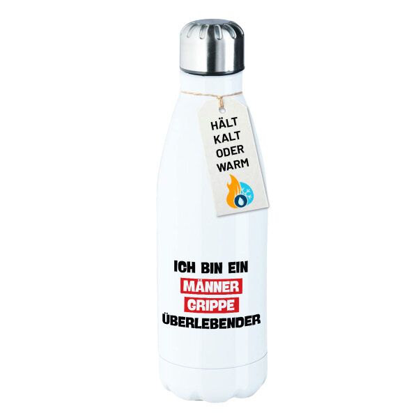Trinkflasche Ich bin ein Männergrippe überlebender 500ml Edelstahl Wasserflasche