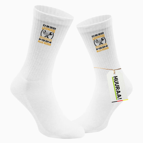 Unisex Socken Ich bin dieser legendäre Handwerker von dem alle reden Größe 37/46 White Motiv Tennissocken