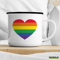 Emaille Tasse Regenbogenflagge LGBT+ Pride Flag 300ml Vintage Emaille Becher