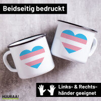 Emaille Tasse Trans Pride Flagge LGBTQ Herz 300ml Vintage...