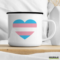 Emaille Tasse Trans Pride Flagge LGBTQ Herz 300ml Vintage Emaille Becher