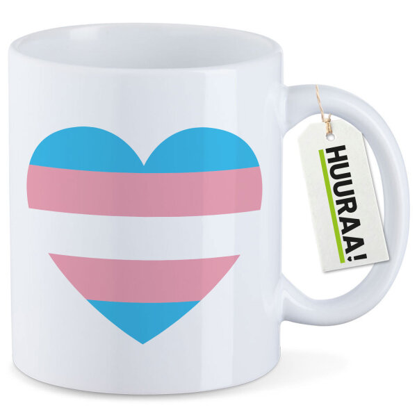 Kaffeetasse Trans Pride Flagge LGBTQ Herz 330ml