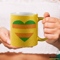 Glitzertasse Trans Pride Flagge LGBTQ Herz 330ml