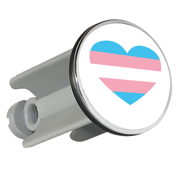 Waschbeckenstöpsel Trans Pride Flagge LGBTQ Herz 4cm Abflussstopfen