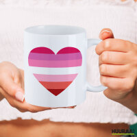 Kaffeetasse Lesbische Pride Flagge LGBTQ Herz 330ml