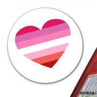 Aufkleber Lesbische Pride Flagge LGBTQ Herz 10cm rund