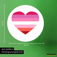 Aufkleber Lesbische Pride Flagge LGBTQ Herz 10cm rund