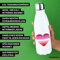 Trinkflasche Lesbische Pride Flagge LGBTQ Herz 500ml Edelstahl Wasserflasche