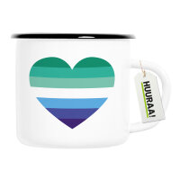 Emaille Tasse Schwule Pride Flagge LGBTQ Herz 300ml...