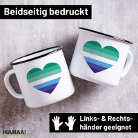 Emaille Tasse Schwule Pride Flagge LGBTQ Herz 300ml...