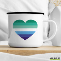 Emaille Tasse Schwule Pride Flagge LGBTQ Herz 300ml Vintage Emaille Becher