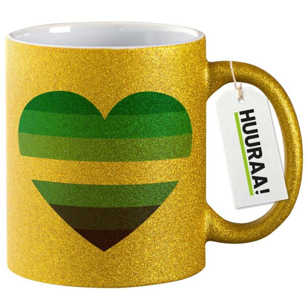 Glitzertasse Schwule Pride Flagge LGBTQ Herz 330ml