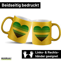 Glitzertasse Schwule Pride Flagge LGBTQ Herz 330ml