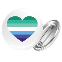 Button Schwule Pride Flagge LGBTQ Herz rund