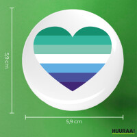 Button Schwule Pride Flagge LGBTQ Herz rund
