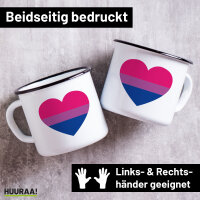 Emaille Tasse Bi*sexuell Pride Flagge LGBTQ Herz 300ml...