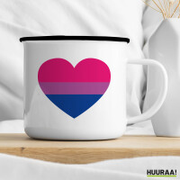 Emaille Tasse Bi*sexuell Pride Flagge LGBTQ Herz 300ml Vintage Emaille Becher