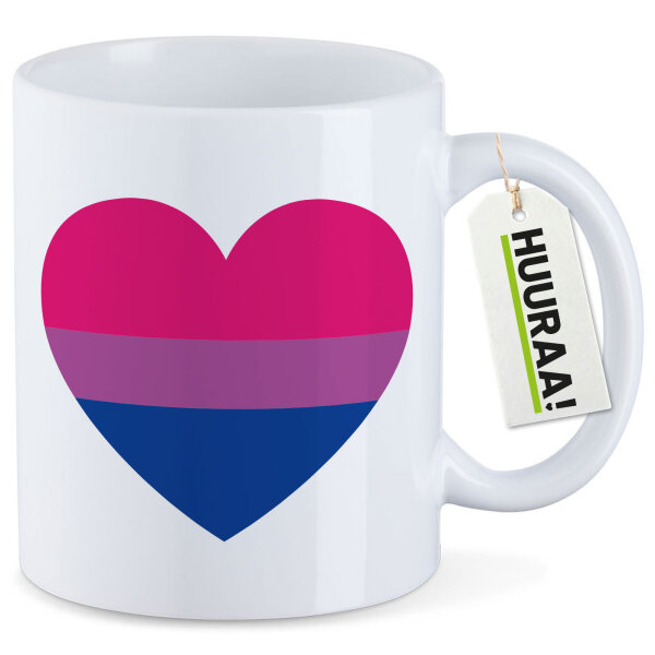 Kaffeetasse Bi*sexuell Pride Flagge LGBTQ Herz 330ml