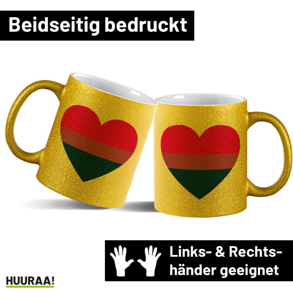 Glitzertasse Bi*sexuell Pride Flagge LGBTQ Herz 330ml