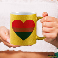 Glitzertasse Bi*sexuell Pride Flagge LGBTQ Herz 330ml