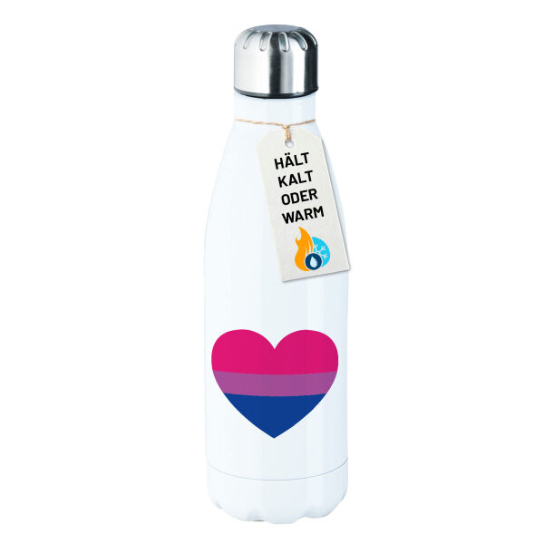 Trinkflasche Bi*sexuell Pride Flagge LGBTQ Herz 500ml Edelstahl Wasserflasche