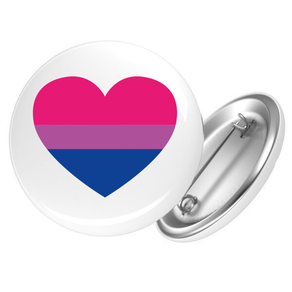 Button Bi*sexuell Pride Flagge LGBTQ Herz rund