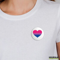 Button Bi*sexuell Pride Flagge LGBTQ Herz rund