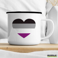 Emaille Tasse Asexuelle Pride Flagge LGBTQ Herz 300ml Vintage Emaille Becher