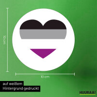 Aufkleber Asexuelle Pride Flagge LGBTQ Herz 10cm rund