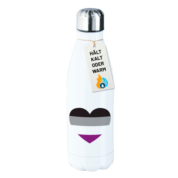 Trinkflasche Asexuelle Pride Flagge LGBTQ Herz 500ml Edelstahl Wasserflasche