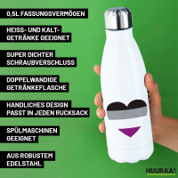 Trinkflasche Asexuelle Pride Flagge LGBTQ Herz 500ml Edelstahl Wasserflasche