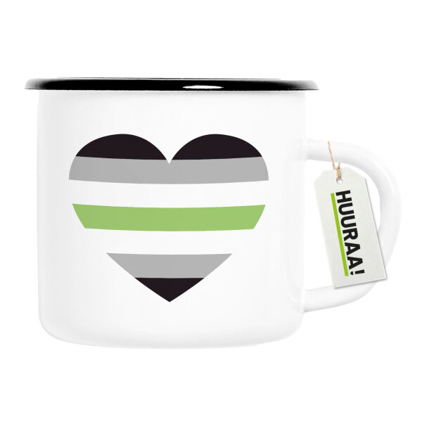 Emaille Tasse Agender Pride Flagge LGBTQ Herz 300ml Vintage