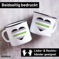 Emaille Tasse Agender Pride Flagge LGBTQ Herz 300ml...