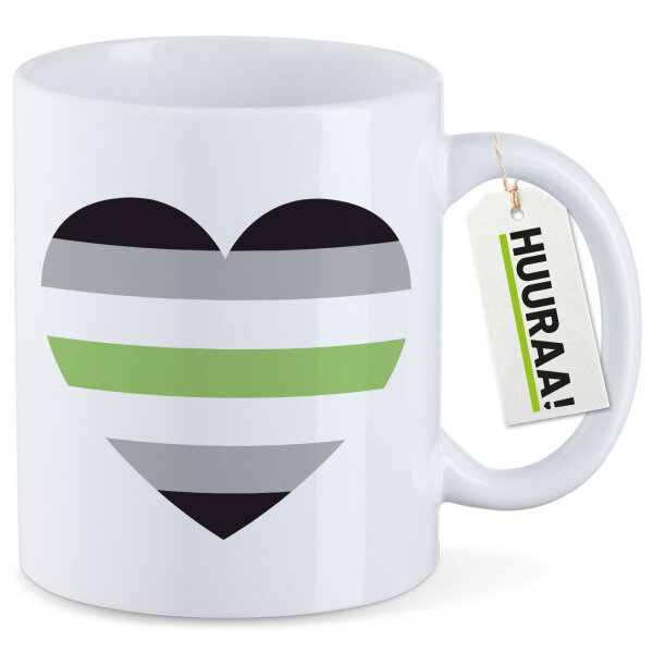 Kaffeetasse Agender Pride Flagge LGBTQ Herz 330ml