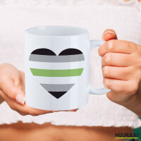 Kaffeetasse Agender Pride Flagge LGBTQ Herz 330ml