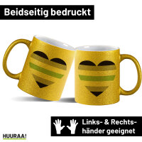 Glitzertasse Agender Pride Flagge LGBTQ Herz 330ml