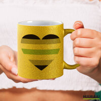 Glitzertasse Agender Pride Flagge LGBTQ Herz 330ml