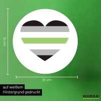 Aufkleber Agender Pride Flagge LGBTQ Herz 10cm rund