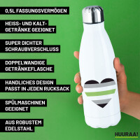 Trinkflasche Agender Pride Flagge LGBTQ Herz 500ml Edelstahl Wasserflasche