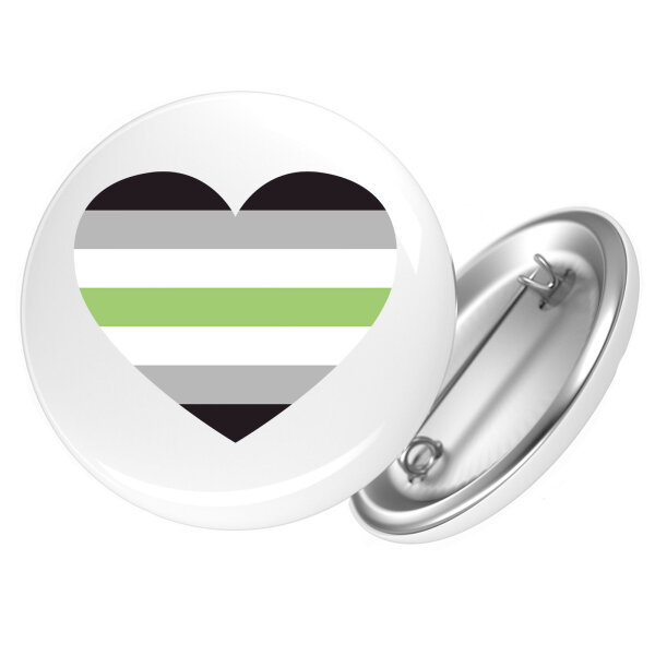 Button Agender Pride Flagge LGBTQ Herz rund