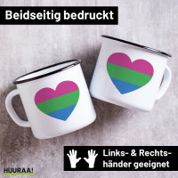 Emaille Tasse Polysexuell Pride Flagge LGBTQ Herz 300ml...